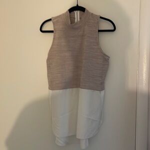 Tan and white business casual top